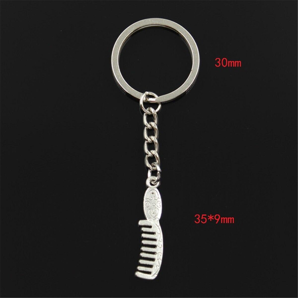 

Модная двусторонняя расческа 35x9 мм, подвеска 30 мм, брелок для ключей, металлическая цепочка, серебристый цвет, мужской автомобильный подарок, сувенирный брелок серебряный