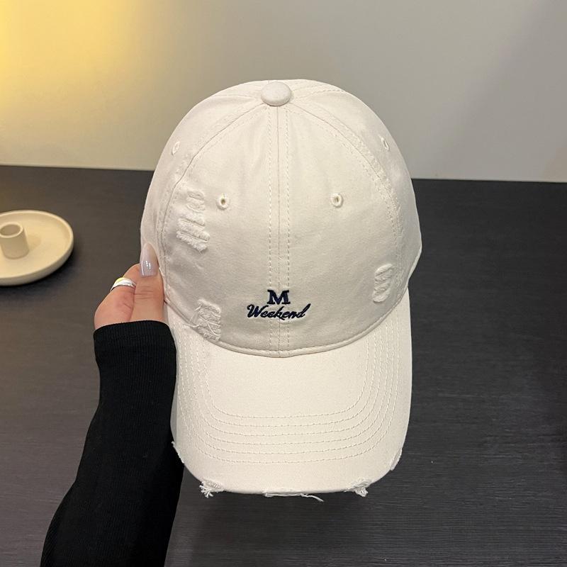 Ripped Letter Embroidery Baseball Cap Children Spring And Summer Soft Top Cap Men'S High Quality Trend
