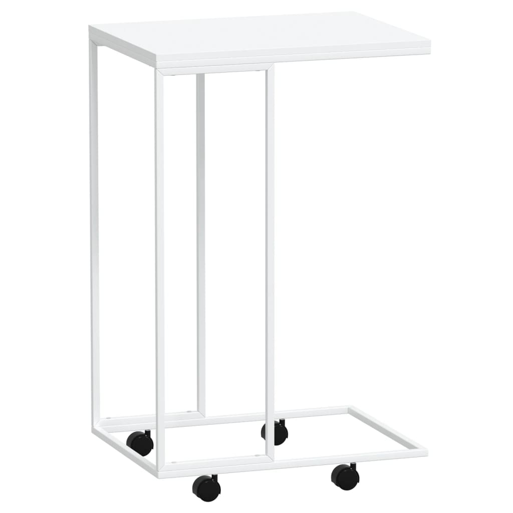  Side Table On Wheels, White, 40x30x63.5 Cm