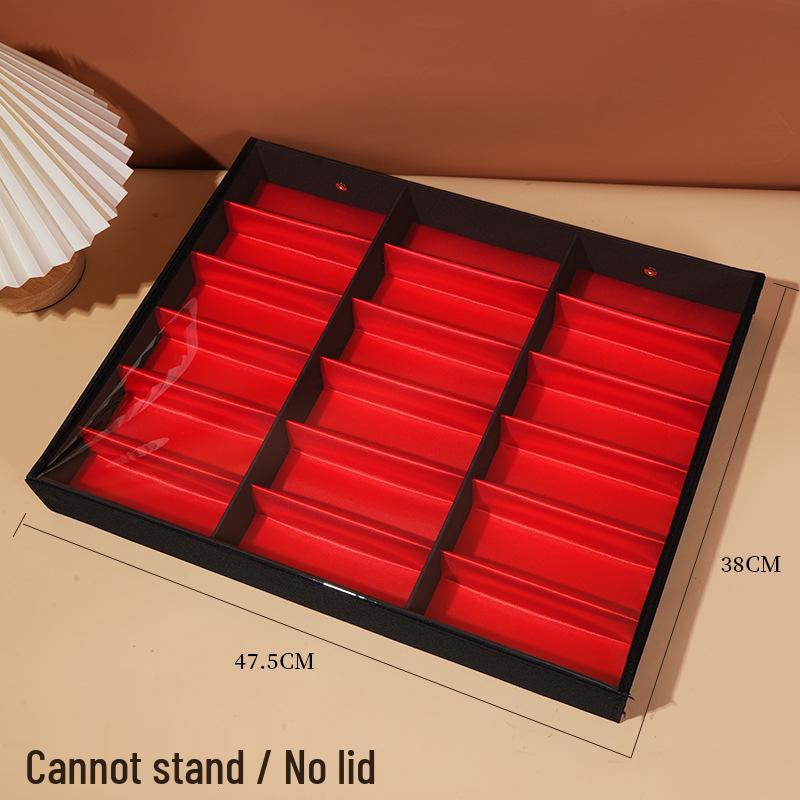 Eyeglasses & Jewelry Display Box with 18 Compartments and Stand