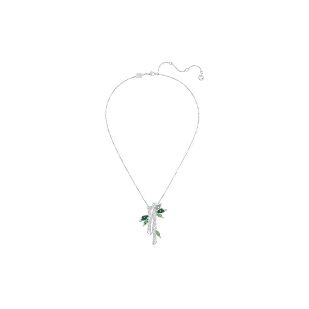 Swarovski Dellium Bamboo Shaped Fashion Rhodium Plated Necklace Women necklace Silver 5645369 Box (Random Color)