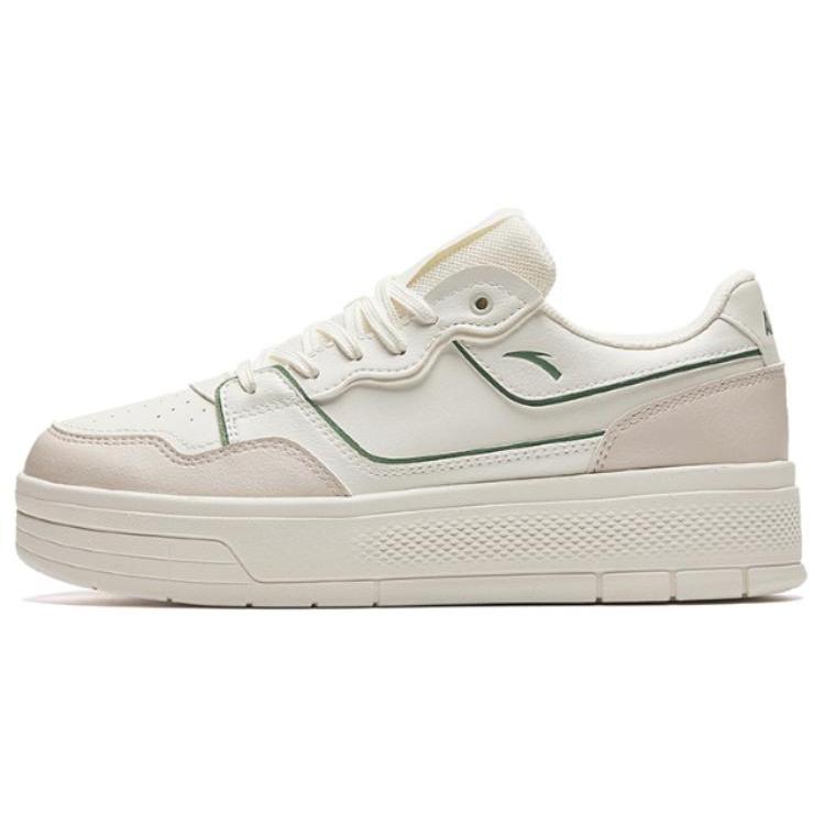New Anta Life Collection Durable Breathable Low Top Skateboard Shoes Women's White Green 122428015-1