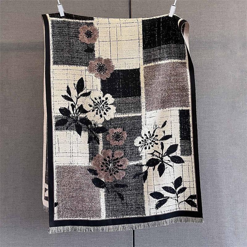 2025 Luxury Flower Winter Women Scarf Imitation Cashmere Thicken Warm Shawl Pashmina Scarves Female Wrap Blanket Fashion