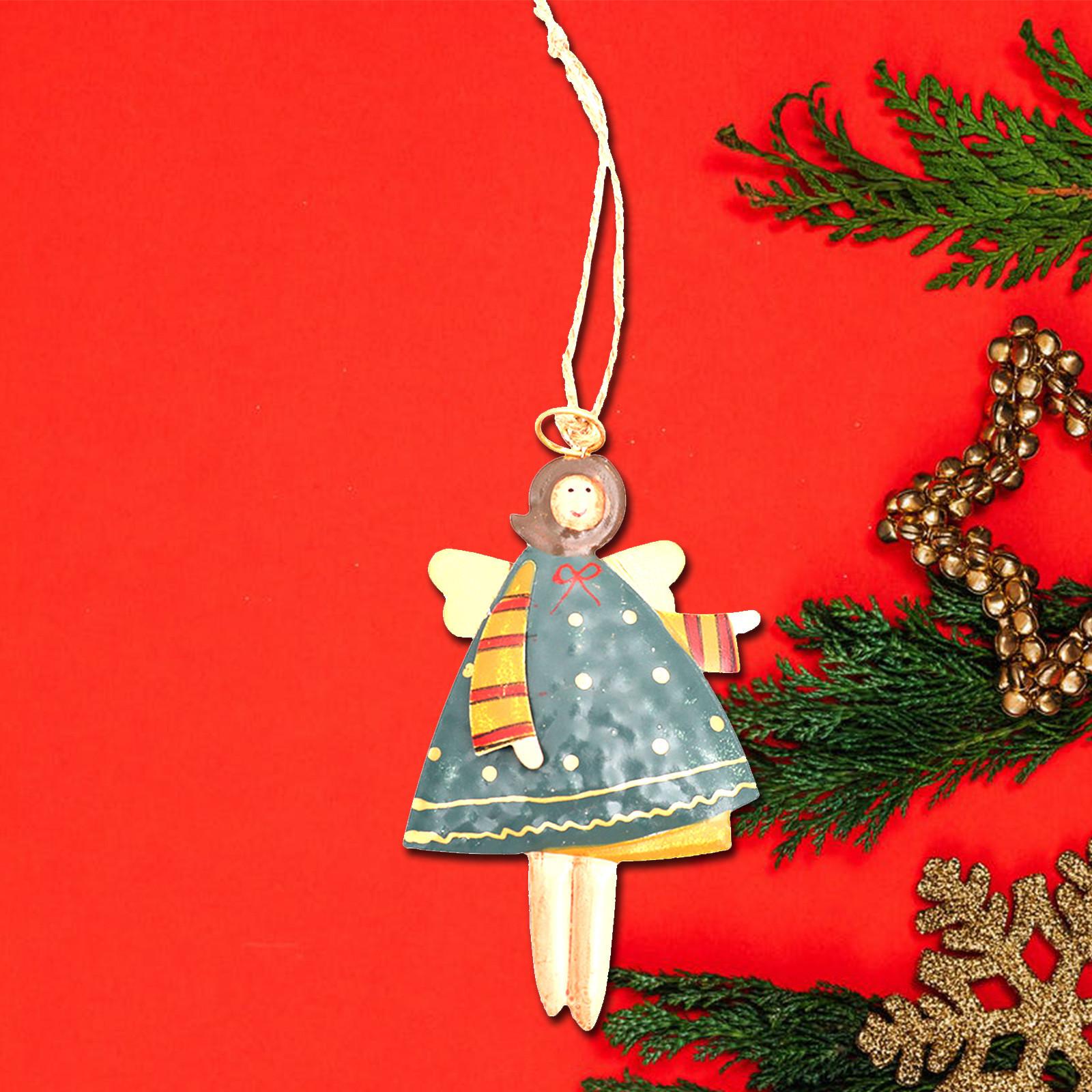 

Різдвяні металеві кутові ялинкові прикраси, кольорова дівчина, маленький янгол із висячими шнурками для ялинкових прикрас One Size