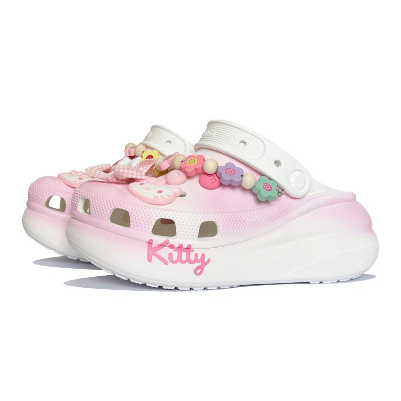 Crocs Crush Clog Kočičí dřeváky ve tvaru srdce Unisex Růžová Bílá