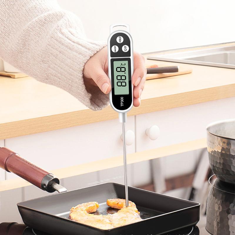 Haushalt Küche Edelstahl Sonde Lebensmittelthermometer, LED Digitalanzeige Milch Getränk Barbecue Thermometer