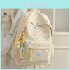 Cute Colorful Star Patterned Student Lightweight Backpack With Plush Pendant For School Travel