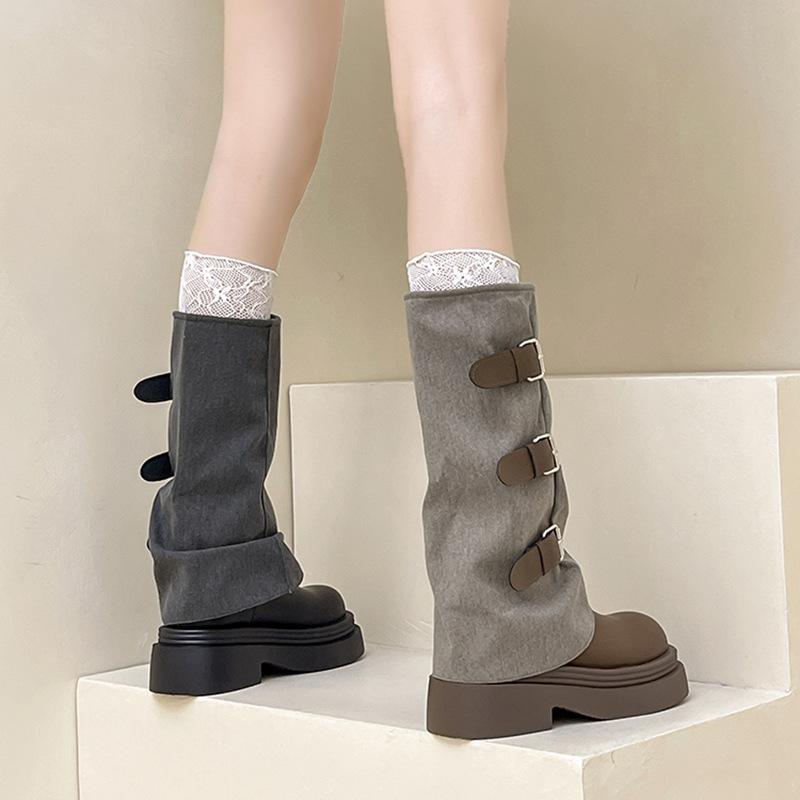French retro thick heel medium and high boots women's 2025 autumn and winter new wasteland wind heightening non-slip knight boots fashion boots
