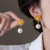 New fashion silver needle fireworks pearl stud earrings for women, light luxury temperament simple and versatile earrings earrings