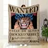 The Main Pattern Depicts a "WANTED" Poster with a Villain's Illustration. for All Seasons Blanket Lunch Break Throw Gift