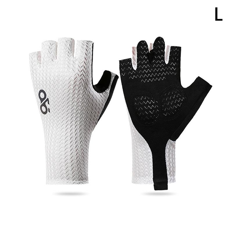 

Summer Breathable Half Finger Cycling Gloves Ultralight Road Bike Gloves Anti-Slip Silicone Pad Cooling Sport Gear белый