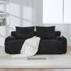 Modular Corduroy Sofa for 2 People, Vacuum-Packed, Includes Cup Holder and Side Storage Pocket. Ideal for Living Room and Family Room. Black