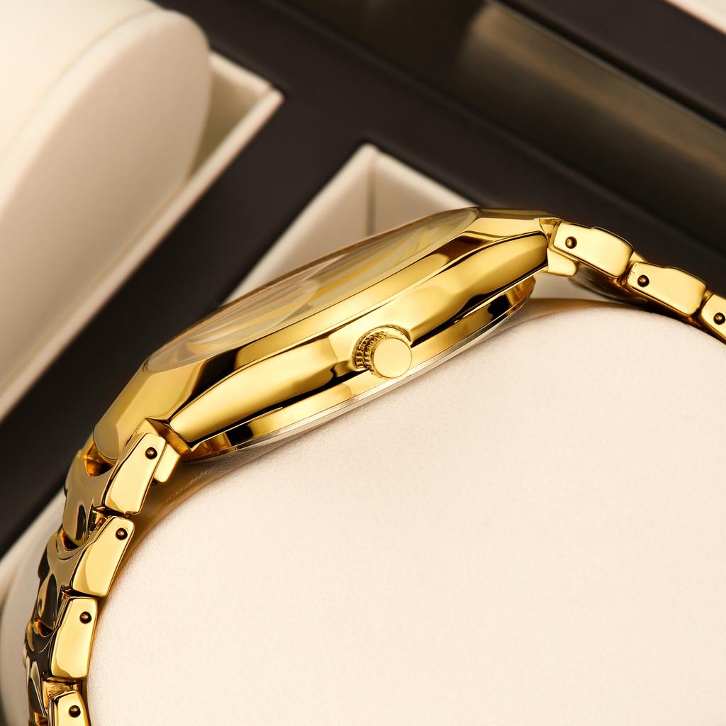 Black Gold Couple Watch Business Fashion Steel Belt Watch Fashion Couple Watch