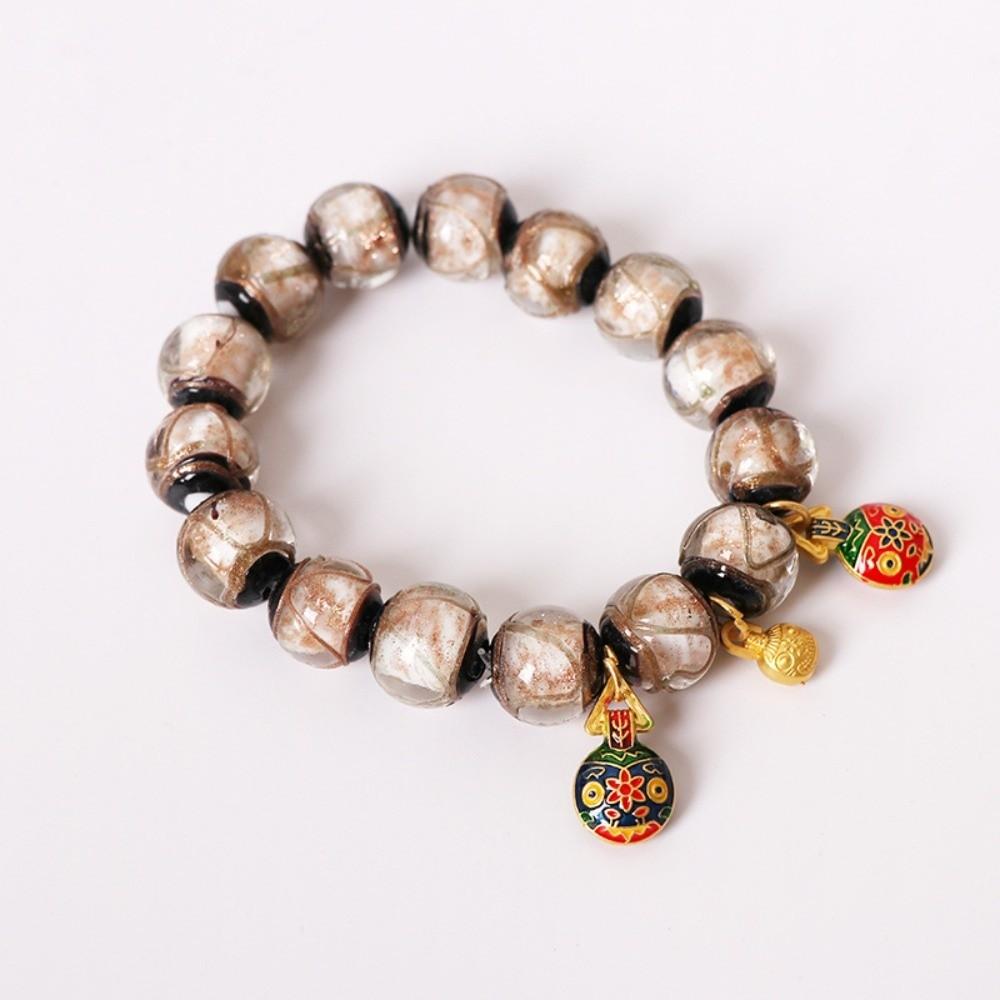 Family of Three Incense Gray Bracelet Glass Material Colored Glaze Bracelet  Wealth Attraction