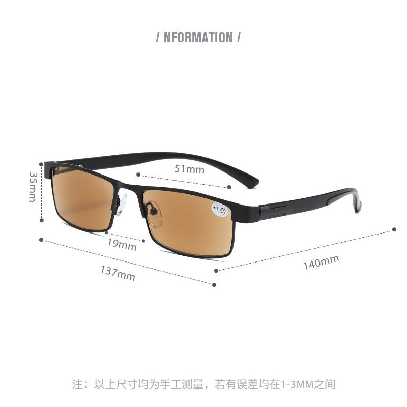 Men's Retro Square Frame Reading Glasses Neutral Fashion Luxury High Definition Tea Color Lens Eyeglasses New Presbyopia Glasses