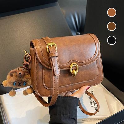 Nischen-Mode-Tasche Damen neue Retro-Textur kleine quadratische Tasche einfarbig lässige Umhängetasche Schloss Schultertasche
