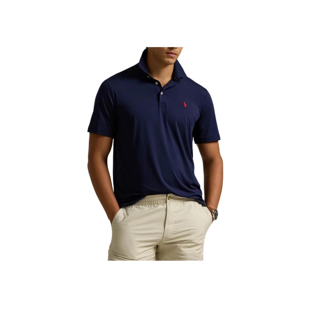 Polo Ralph Lauren Solid Color Logo Embroidered Short Sleeve Polo Shirt Men Tops Navy-Blue 710864868-001