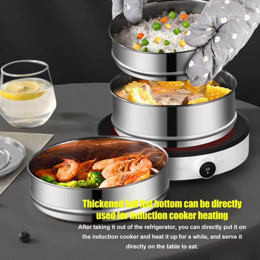304 Stainless Steel Steam Basket 2-Tier Stackable Steamer Durable Steam Pot Kitchen Cooking