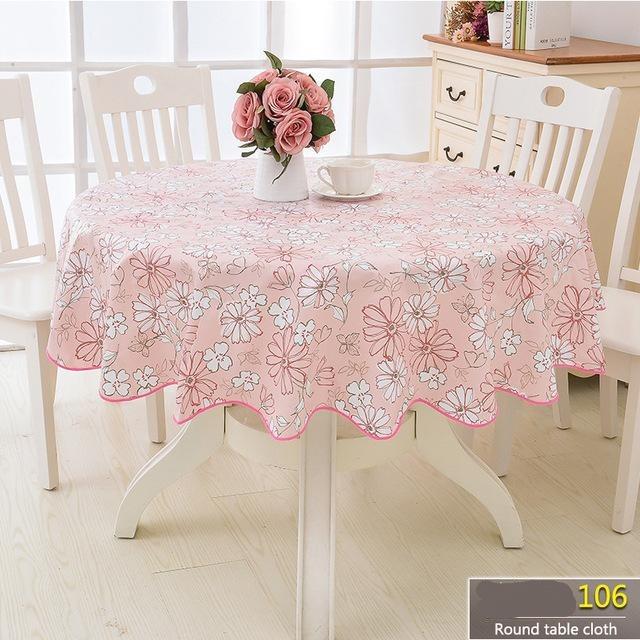 Flower Round Table Cloth Waterproof Pastoral Pvc Plastic Kitchen Tablecloth Oilproof Decorative Elegant Fabric Table Cover