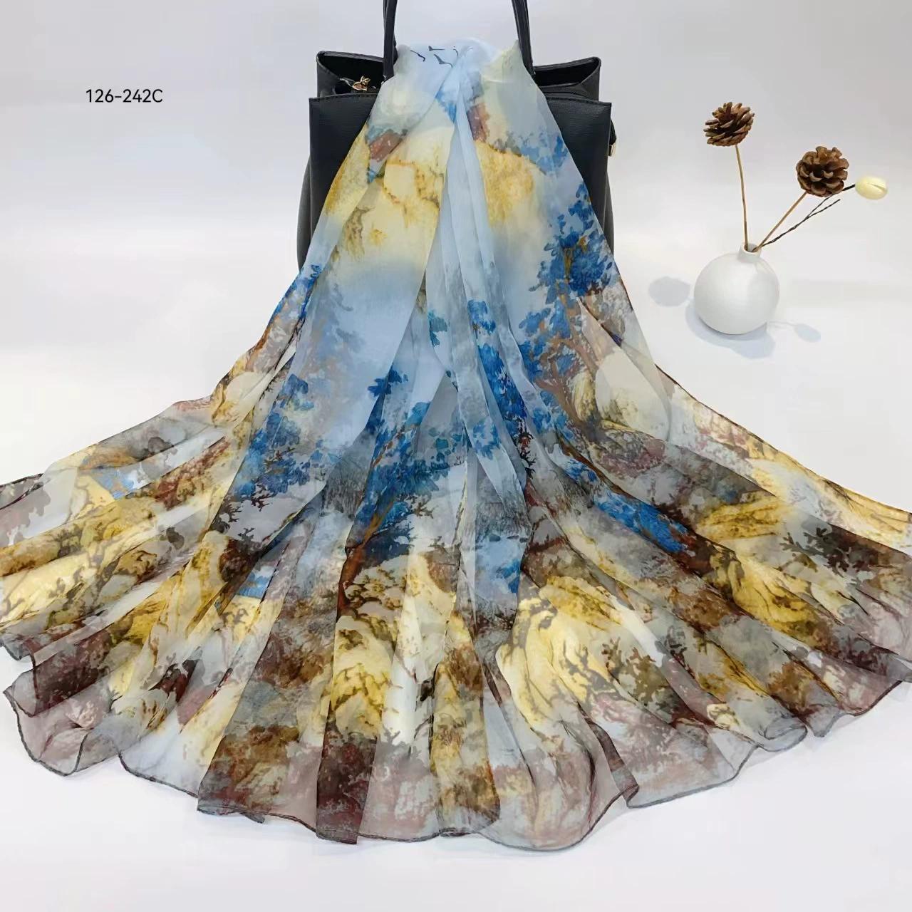 

2025 New soft Silk scarf long beach travel shawl Foulard Female Headbanda Luxury Hijab Pashmina Scarves Bandana Echarpe Wrap 130x190cm