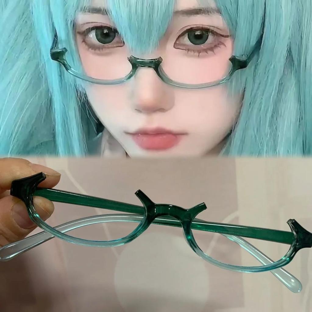 Kawaii Fashion Half Square Eyeglass Without Lenses Japanese Anime Y2K Teardrop Cosplay Costume Props Cute Glasses Retro Eyewear