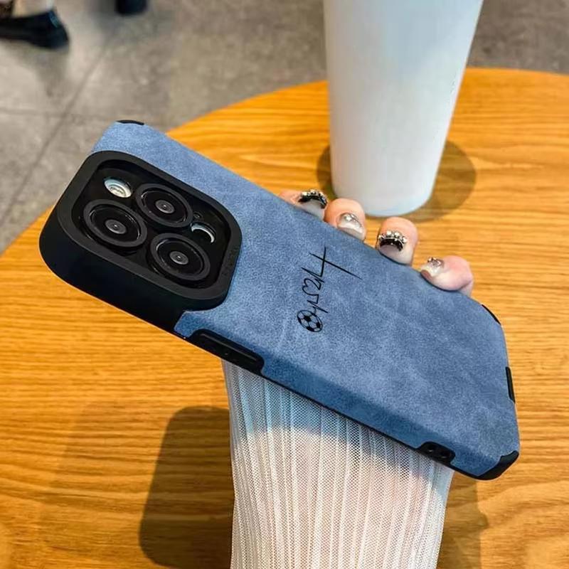

Чехол для телефона с футбольным узором из искусственной кожи для iPhone 11 12 13 14 15 16 17 Pro Max Air XR X XS 16E Plus Защитная крышка для объектива iPhone 16e