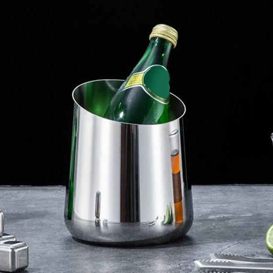 yangyizhi Stainless Steel Ice Bucket, Heavy Duty Champagne Wine Cooler with Slanted Mouth, Thickened Beer Multi-Use Trash Can for Bar KTV