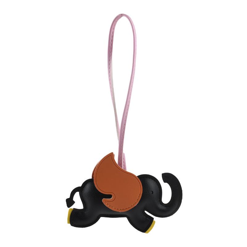 Handcrafted Leather Elephant Keychain: Cute Gift Bag Charm & Pendant