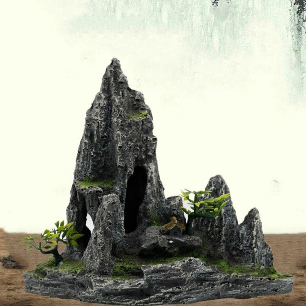 Resin Aquarium Rockery Mountain Decoration Artificial Mountain Stone Statue  Living Room