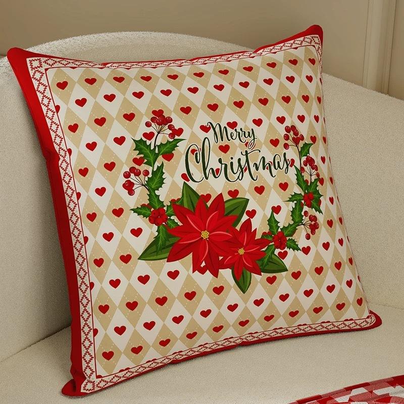 Nový vánoční povlak na polštář Červená kostka Láska Puntíky Slavnostní atmosféra Vánoční polštář Povlak na polštář
