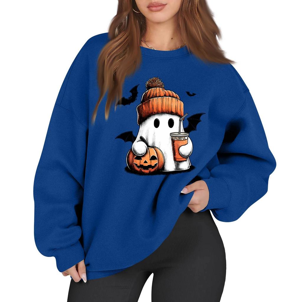 Women's Casual Fashion Long Sleeve Printed Round Neck Sweatshirt Top