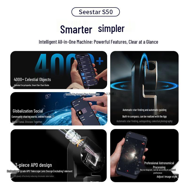 Zhenwang Seestar S5 Professional Smart Telescope for High Magnification Star, Sun, and Moon Photography