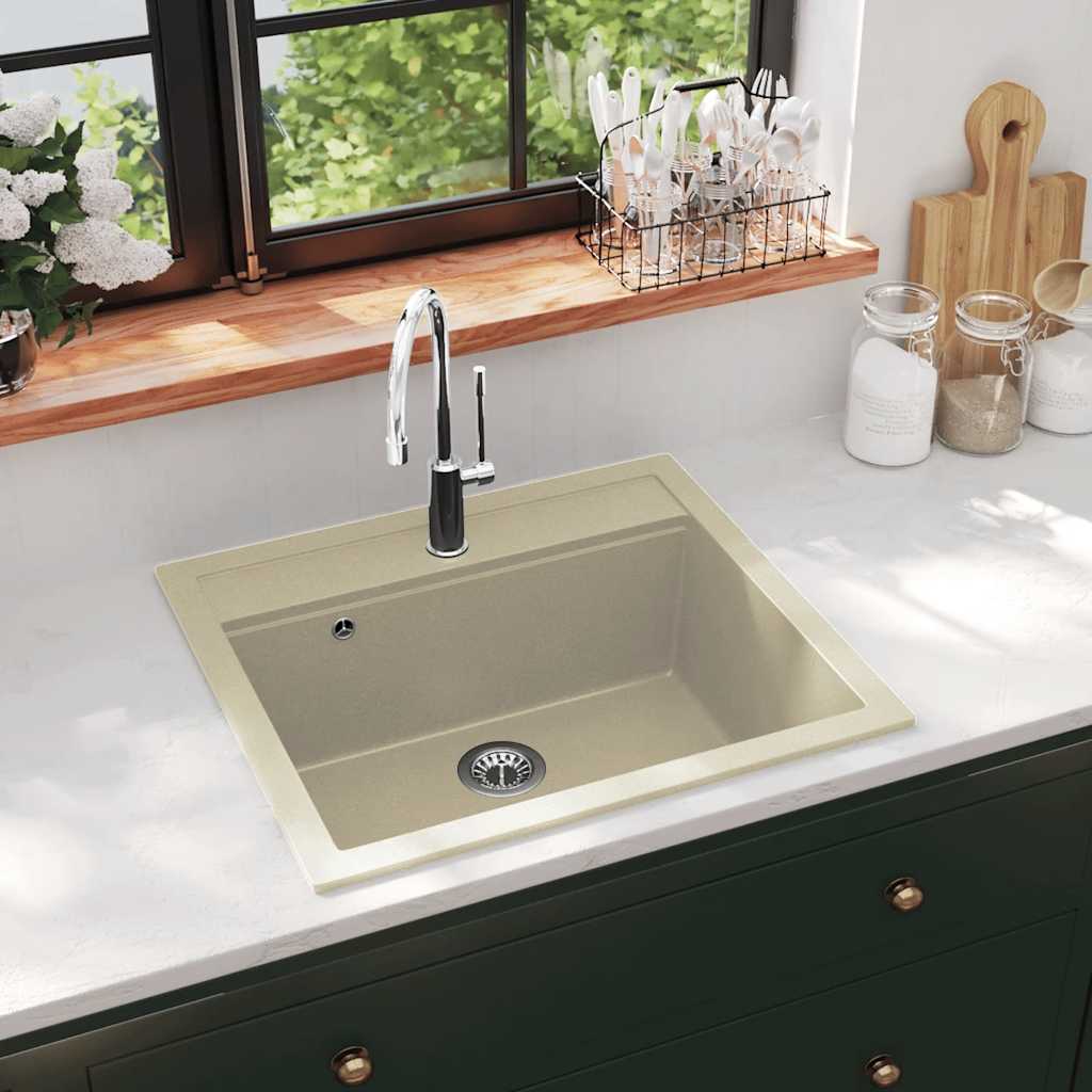 Granite Single Basin Kitchen Sink Beige