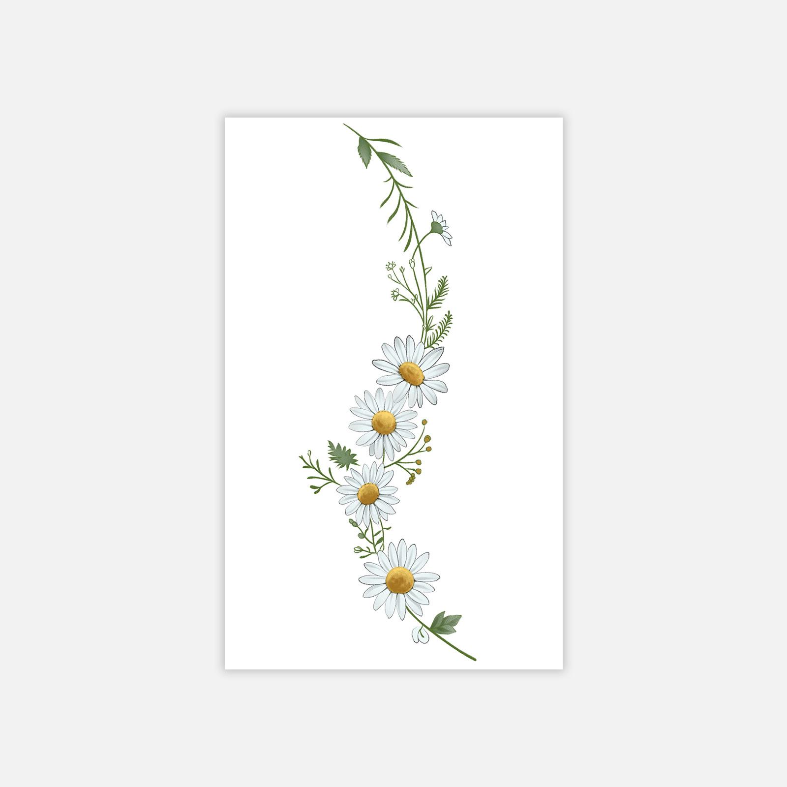 Little Daisy Arm Tattoo Sticker Niche New Chinese Aesthetic Small Fresh Tattoo Sticker 11*18