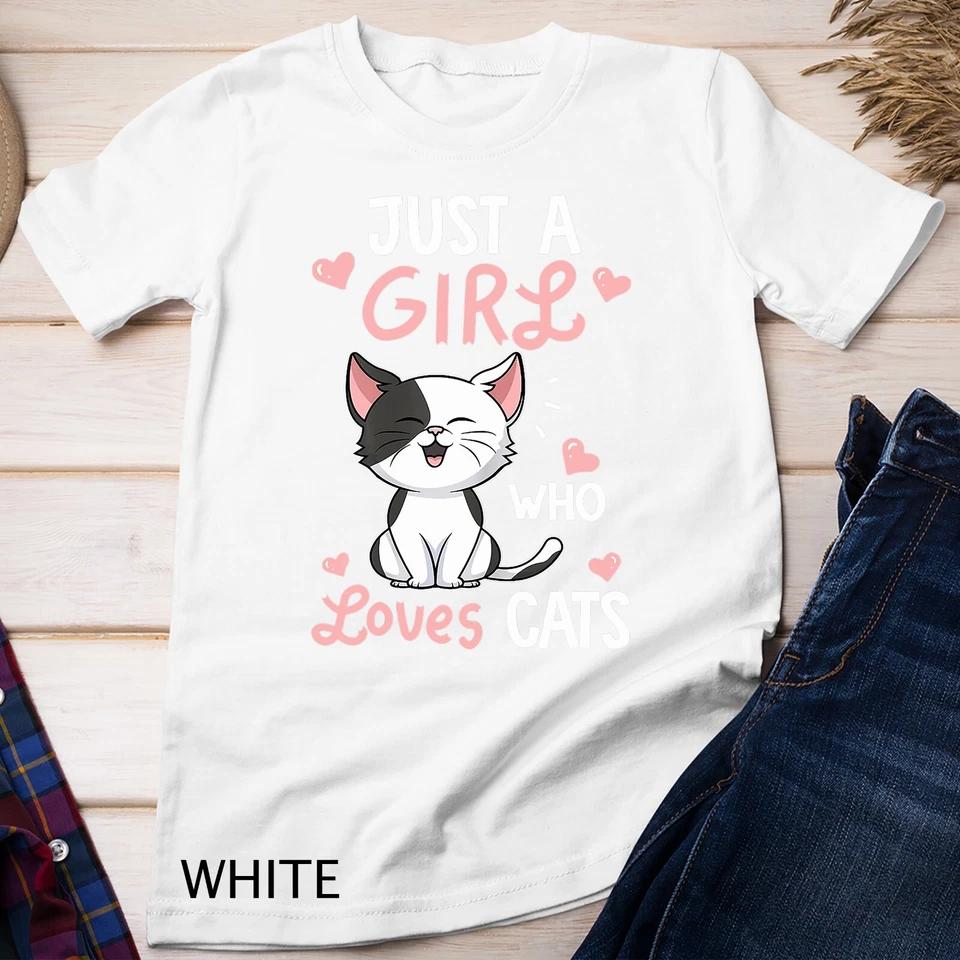 Just A Girl Who Loves Cats Tshirt Cute Cat Lover Gifts Unisex T-shirt 7 S