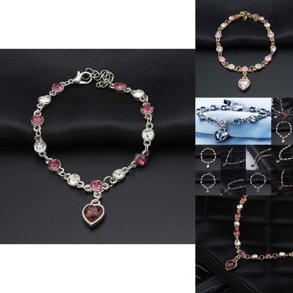 Exquisite Hottest Womens Ladies Crystal Rhinestone Bangle Ocean Blue Bracelet Chain Heart For Elegant Style