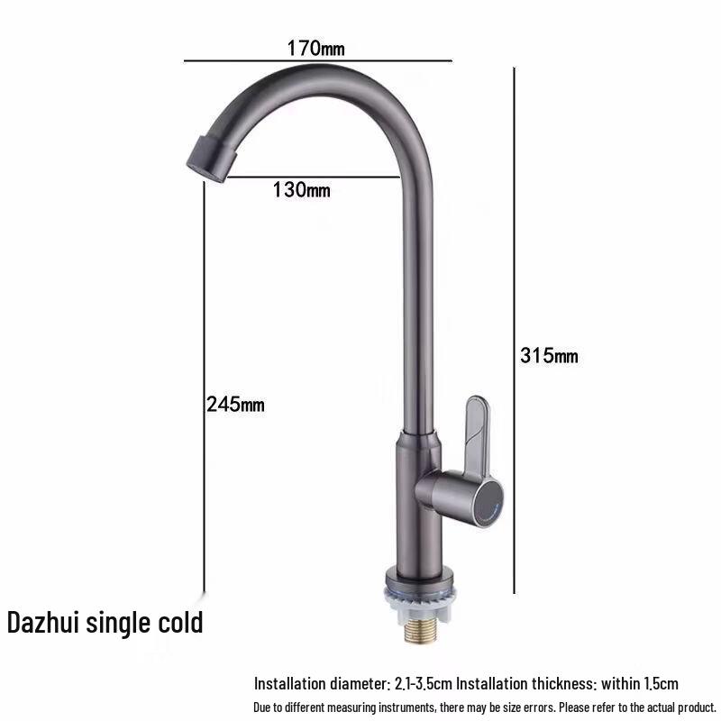 TLXT Stainless Steel Single Cold Kitchen Faucet
