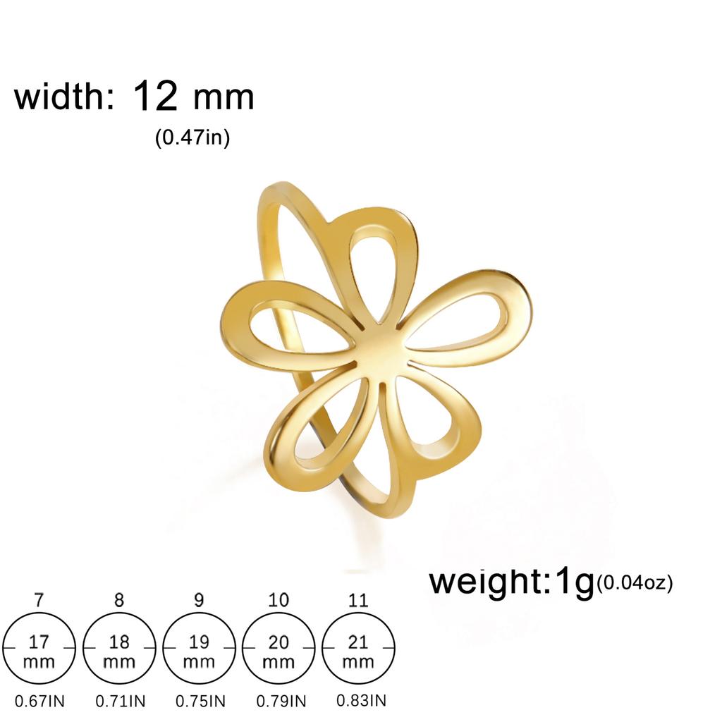 Teamer Cute Flower Ring Stainless Steel Gold Color Finger Rings Women Fashion Jewelry Romantic Birthday Gift Wholesale 2026 New