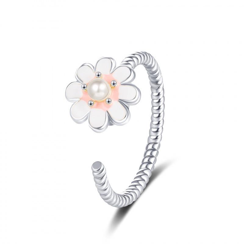 Trendy Adjustable Rotating Daisy Ring for Women – Open Design with Drip Oil Flower Adjustable Open
