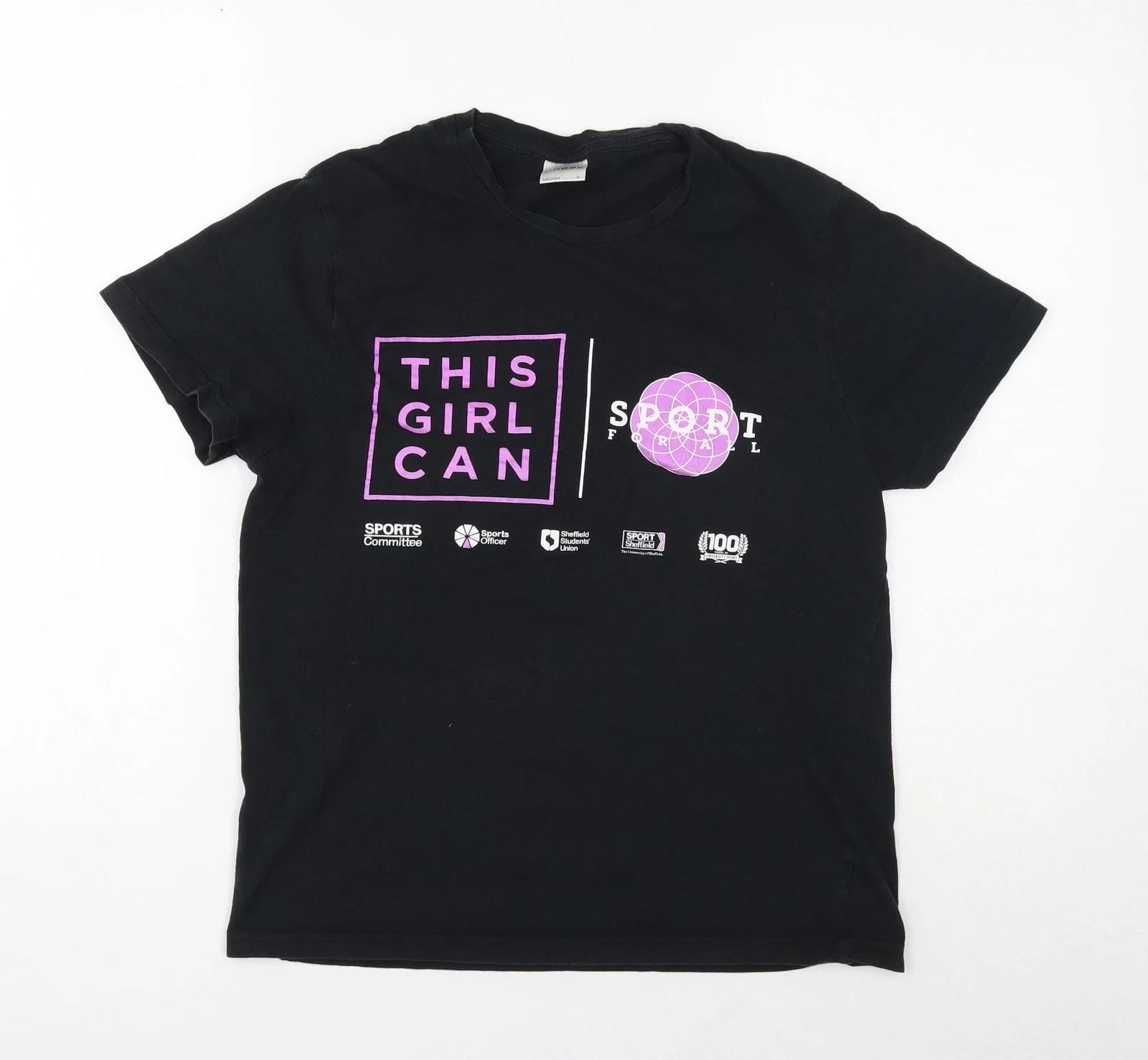 Uneek Womens Black Cotton Blend T-Shirt Size S S