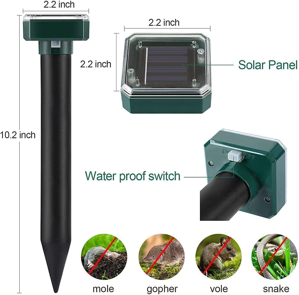 8 Pack Solar Powered Ultrasonic Snake Repeller  Electronic Pest Repeller for Snake   Mosquito  Waterproof Outdoor Deterrent for Garden Yard Farm