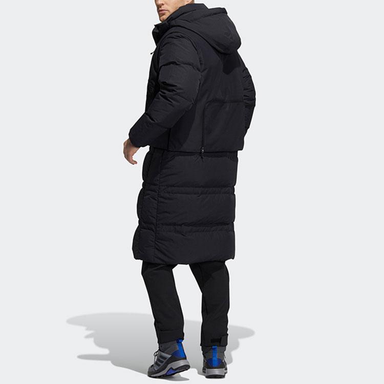 Adidas Outdoor Sports Detachable Vest Long Hooded Down Jacket Winter Unisex Outerwear Black H13853