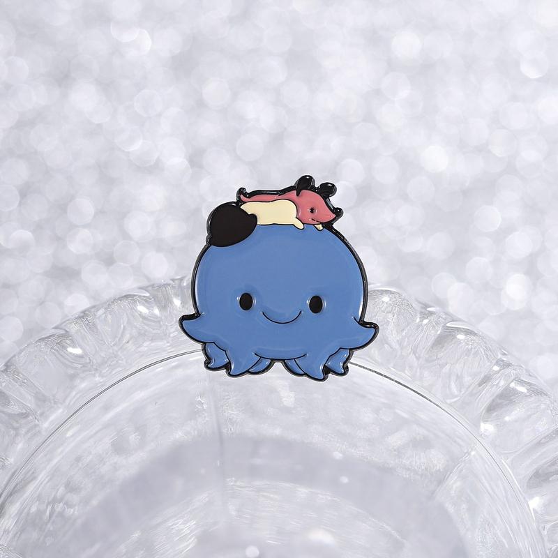 Animated TV Series Enamel Pins Blue Octopus and Dachshund Brooch Cartoon Lapel Badge Jewelry Accessory Gifts For Fans Friends