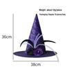 Halloween Witch Hat with Mesh, Rose, Feather, Pumpkin, and Star Design