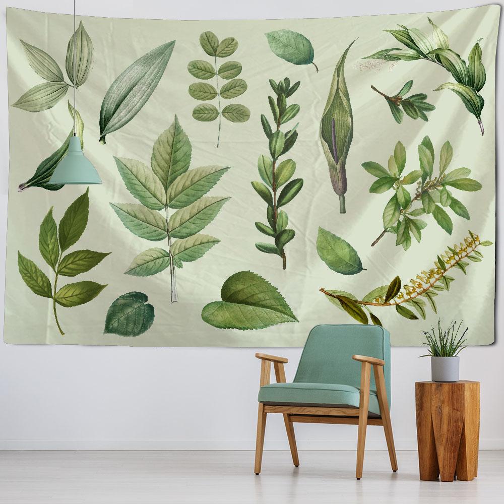 Plant Leaf Printed Tapestry Wall Hanging Bohemian Thin Polyester Home Sofa Bed Sheet Picnic Tablecloth Bedroom Decoration