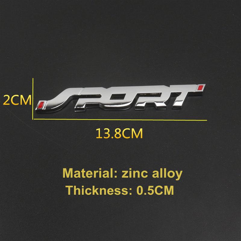 ABAS1 1PC Metal Chrome Black Letters Sport Logo Car Rear Trunk Sticker Word Emblem Badge Decal Car Styling Accessories