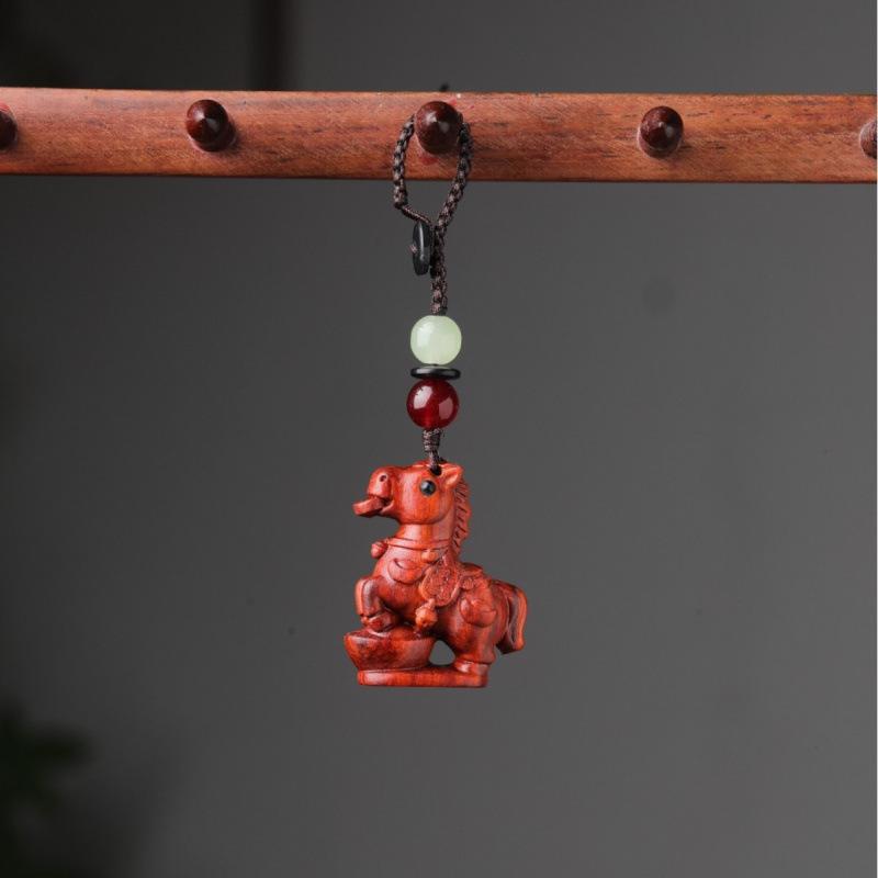 Zodiac Sheep Red and Green Sandalwood Rosewood Pendants & Keychains