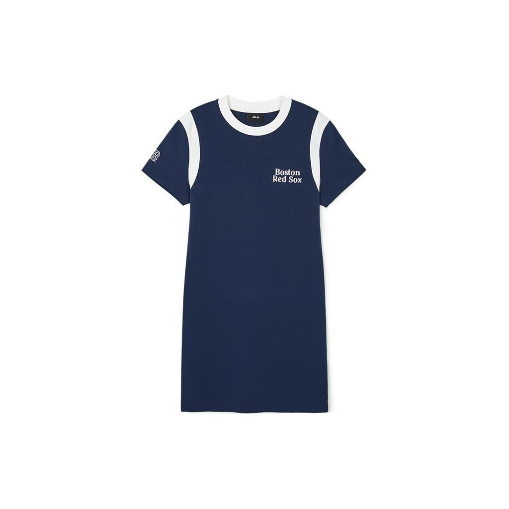 New MLB Short Sleeved Dress Women's Navy Blue 3FOPV0243-43NYS