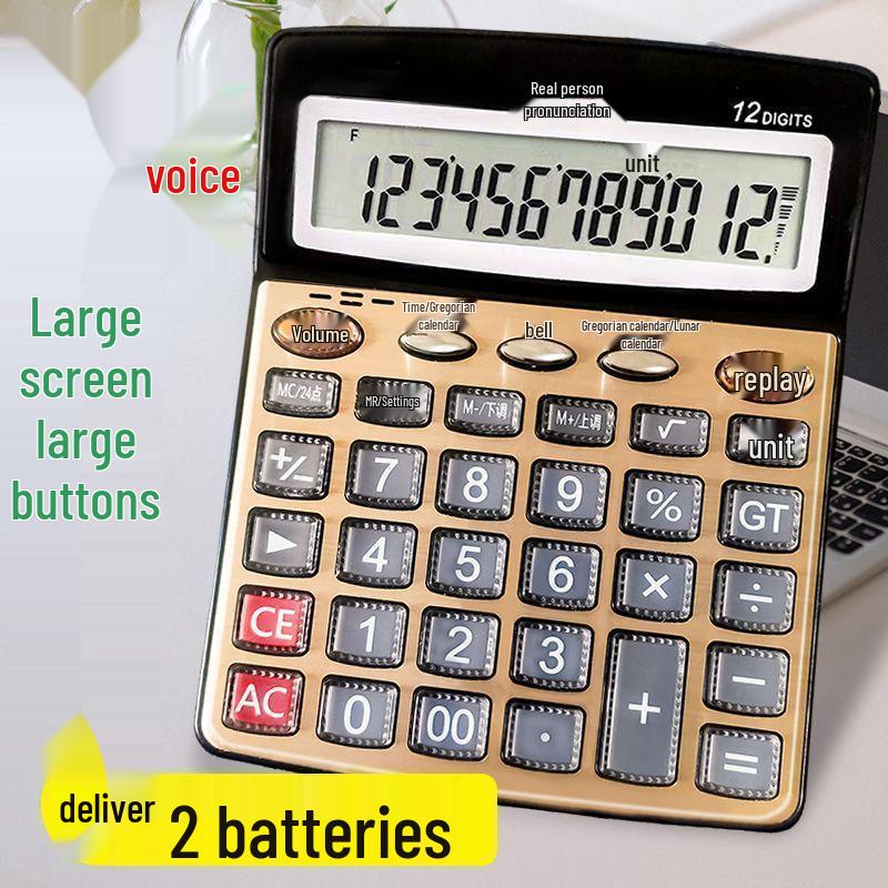 Large Transparent Key Calculator with Real Voice for Office and Student Use