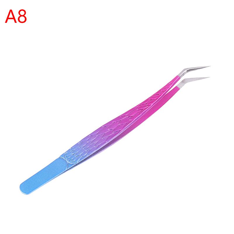 Tweezers For Eyelash Extension Colorful Stainless Steel Superhard Tweezers High Precision Anti-Static Makeup Tweezers